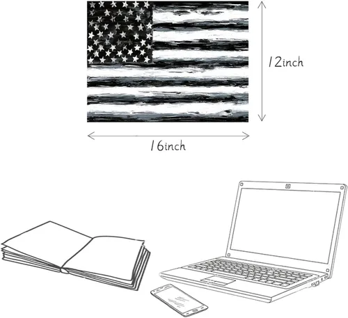Vista 6 de SD SOFT DANCE Lienzo decorativo para pared, diseño de bandera americana, imagen patriótica de Estados Unidos, estrellas blancas y negras, pintura