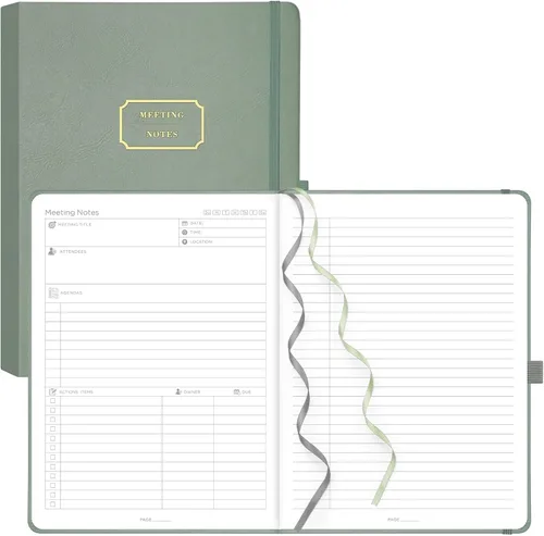 Vista 15 de EMSHOI Cuaderno de Reuniones para Trabajo con Pestañas Adhesivas - 240 Páginas, Planificador de Proyectos Tamaño A4, Organizador de Agenda/Actas