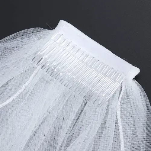 Vista 5 de Eioflia Velo de novia corto, velo para novias, velo de novia corto de 2 niveles velos de tul para novia, velo de niña de flores con cinta de peine
