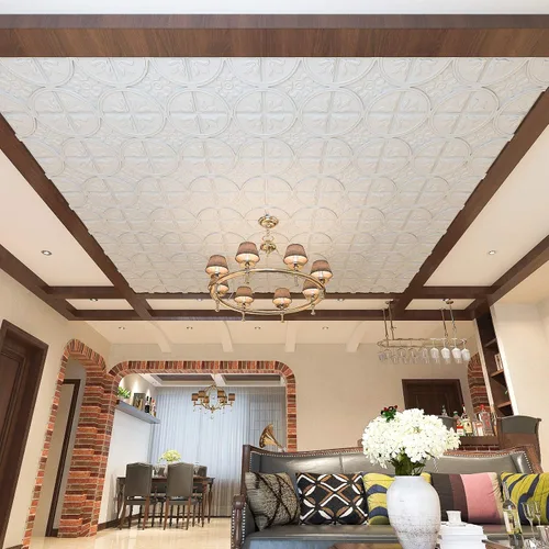 Vista 5 de Art3d Azulejos de techo de caída 2x2, panel de techo con pegamento, estilo clásico de lujo en blanco