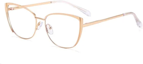 Vista 12 de Gafas de bloqueo de luz azul retro para mujer, marco de metal, gafas de ojo de gato