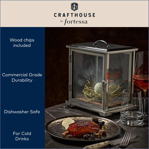 Vista 3 de Crafthouse by Fortessa - Caja de cristal para ahumar cóctel con ahumador de mano