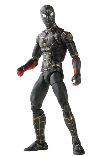 Vista 5 de Serie Marvel Legends - Figura de acción coleccionable de Spider-Man con traje negro y dorado de 6 pulgadas, 2 accesorios y 1 parte(s)