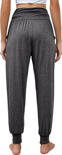 Vista 3 de Paquete de 2 pantalones deportivos de yoga para mujer, cómodos pantalones deportivos con bolsillos, casuales, holgados, cómodos, de cintura alta