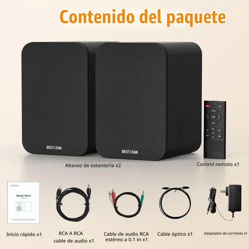 Vista 8 de BESTISAN - Altavoces Bluetooth para estantería, altavoces de computadora