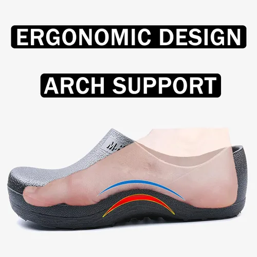 Vista 6 de FLIOZY Zapatos de chef para hombre, antideslizantes, impermeables, zapatos de trabajo para enfermería, zapatos de jardín para hospital, jardín