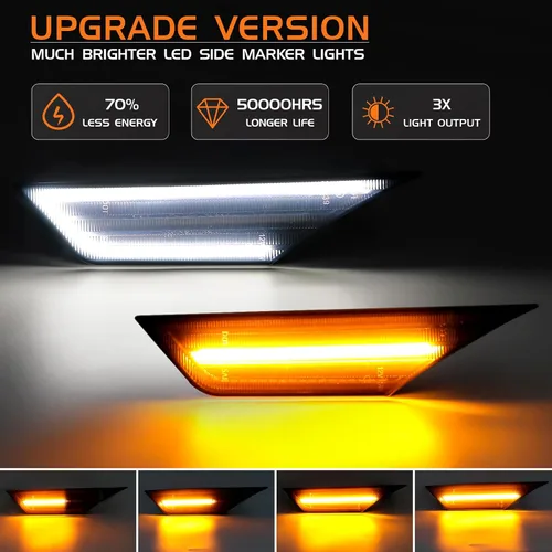 Vista 2 de Switchback - Luces LED secuenciales laterales para Honda Civic Sedan Coupé Hatchback 10ª 10 generación, parachoques delantero de lente ahumada
