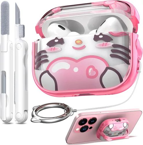 Vista 42 de RFUNGUANGO AirPods Pro Funda Transparente TPU Suave Transparente Blanco Pro 2‑A‑TP‑Blanco