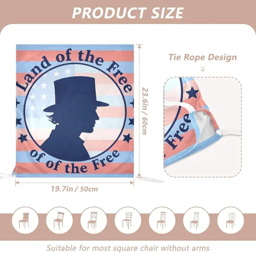Vista 3 de 4th of July Independence Day Land of Free Blue Silhouette Decorative Birthday Seat Cover for Classroom Chair for Hotel Washable Wedding Chair Covers