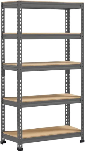Vista 24 de Topeakmart Estantes utilitarios de 5 niveles, estantes de almacenamiento de metal, estanterías ajustables, montaje sin tornillos, estantes de Negro