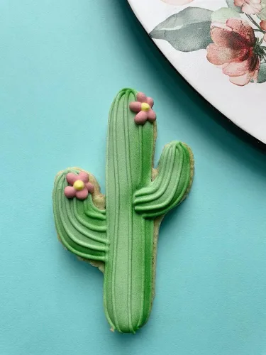 Vista 7 de LILIAO Juego de 3 cortadores de galletas tropicales de flamenco, palmera, cactus y hojas tropicales de Monstera - Cortadores de fondant de galletas