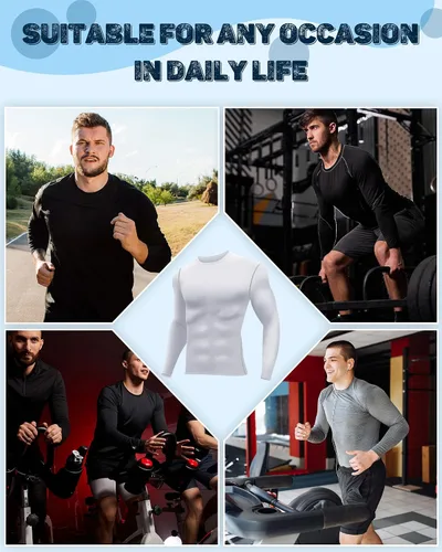 Vista 7 de Hicarer Paquete de 6 camisas de compresión atléticas para hombre, camisetas de manga larga para correr, para entrenamiento deportivo