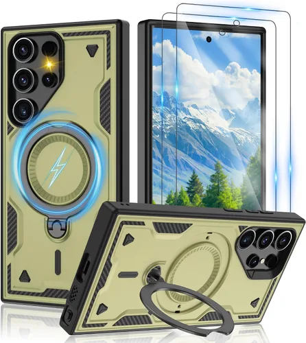 Vista 103 de Gritup fro Funda para Google Pixel 9A, funda protectora magnética de grado militar compatible con Mag-Safe, 2 protectores de pantalla HD, soporte