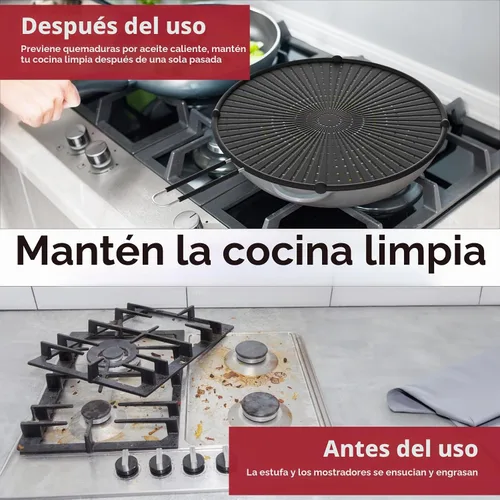 Vista 5 de INYOU Rejilla de silicona para salpicaduras para sartén adecuada para sartenes de 13", protector contra salpicaduras de grasa multiusos resistente