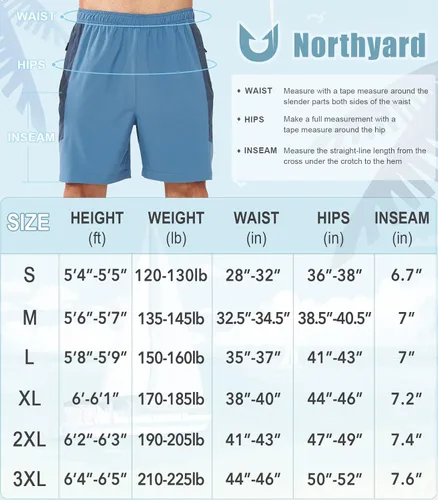Vista 7 de NORTHYARD Pantalones cortos deportivos para correr para hombre, de secado rápido, pantalones cortos de gimnasio de 7 pulgadas, ligeros, deportivos