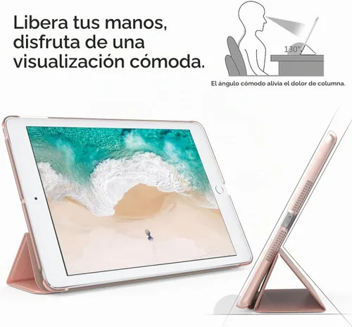 Vista 5 de Funda MoKo ultra fina con soporte inteligente para iPad Pro 10.5 2017 - Tablet matriz, 1-Oro Rosa Funda de soporte delgada y ligera con protector