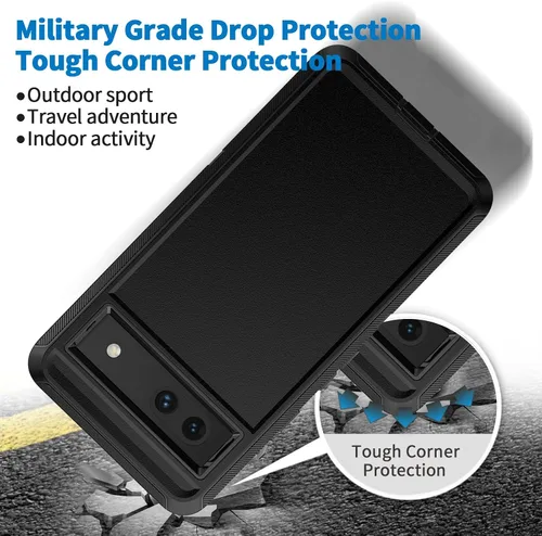 Vista 6 de Funda para Google Pixel 7a 5G, Pixel 7a Funda de teléfono resistente a prueba de golpes a prueba de polvo resistente Defender Protective, 3 en 1