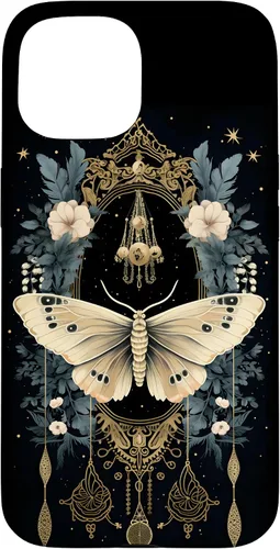 Vista 6 de iPhone 16 Celestial Moth Witchy Butterfly Botanical Moon Boho Flowers Case