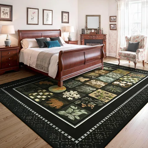 Vista 5 de Tepook Alfombras de área de 5 x 7 pies para sala de estar, alfombra geométrica grande moderna para dormitorio, alfombra de retazos lavable
