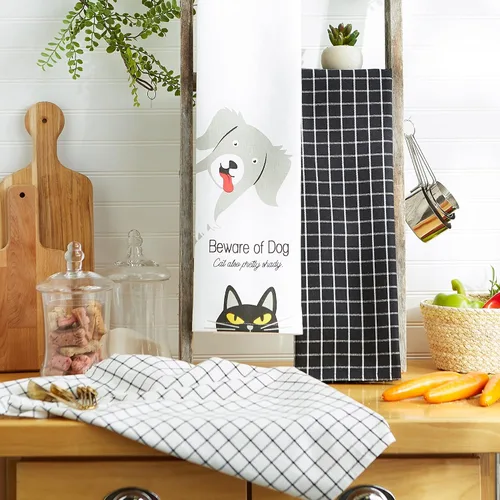 Vista 6 de DII Everyday Pets Kitchen Collection - Juego de toallas absorbentes de cocina, 18 x 28 pulgadas, Beware, 3