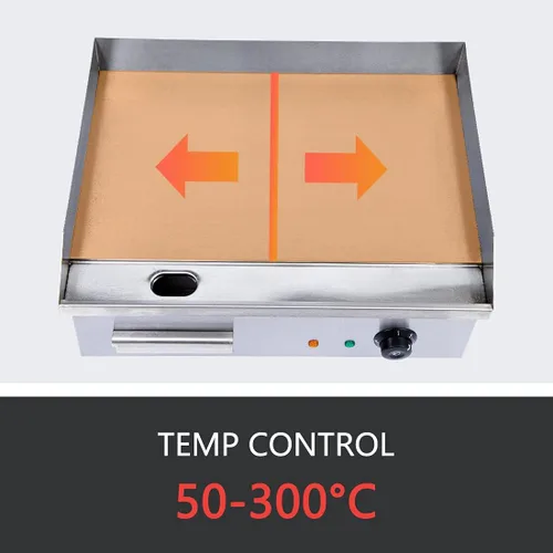 Vista 10 de Plancha eléctrica comercial, 3000 W de acero inoxidable Teppanyaki parrilla interior al aire libre, encimera plana superior barbacoa placa