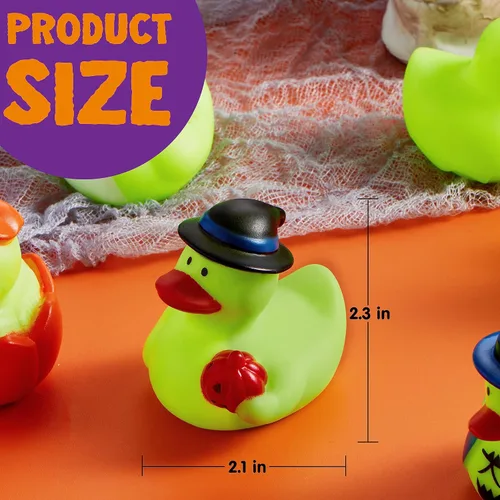 Vista 5 de JOYIN 12 piezas de juguetes de baño de patos brillantes de Halloween, patos de goma para premios escolares, patos que brillan en la oscuridad