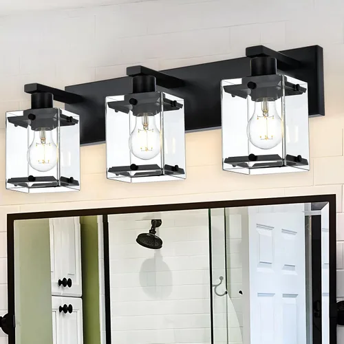 Vista 24 de Iluminación de aplique de pared de 2 luces con base de bombilla E26, lámpara de tocador de baño moderna de níquel cepillado para sobre espejo