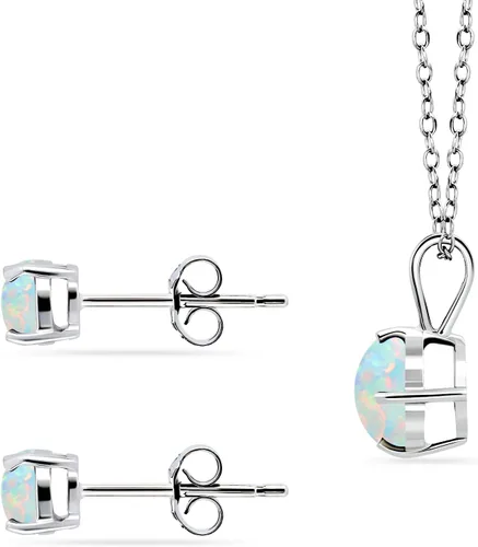 Vista 4 de Jewelry Sets for Women, Necklace and Earring Sets for Women, Birthstone Jewelry, Genuine or Synthetic Gemstone, Round Solitaire, Pendant Necklace