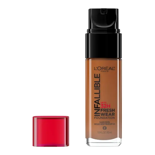 Vista 28 de L'Oreal Paris Maquillaje Infallible - Base ligera de maquillaje resistente hasta 32 horas, tono 390 Rosa Perla, 1 fl oz, el empaque puede variar