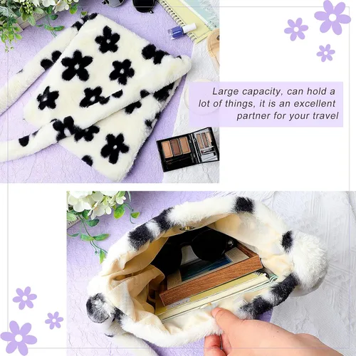 Vista 3 de Weewooday Bolso de hombro esponjoso para mujer, bolsa de felpa para las axilas, bolsa de mano blanca para mujer Y2K, bolso peludo para otoño e