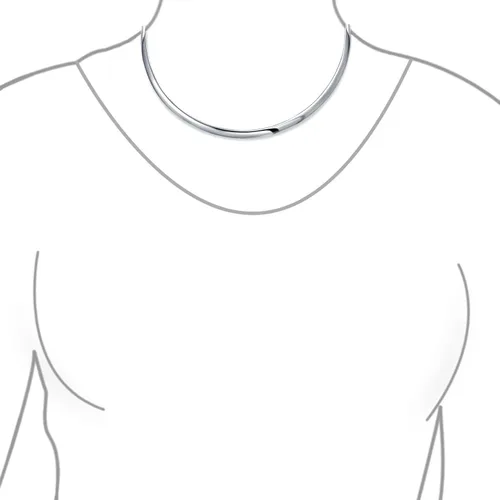 Vista 2 de Bling Jewelry Gargantilla plana simple básica delgada y deslizante, collar abierto contorneado para mujer, plata de ley 925, colgante de 2, 3, 0.157