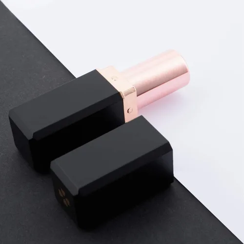 Vista 4 de Allwon 10 tubos de lápiz labial vacíos negros DIY contenedor de bálsamo labial (tubo cuadrado), Negro -, Tubo cuadrado