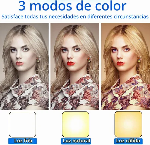 Vista 4 de Funda magnética con luz LED para selfie para iPhone 13 Pro Max, recargable, portátil, anillo de luz para selfie, maquillaje, Tiktok, transmisión