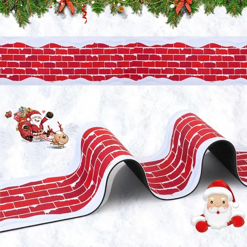 Vista 9 de Kosiz Village Street Mat de 5 x 50 pulgadas, accesorios de pueblo de Navidad, decoración de carretera en miniatura para exteriores, interiores