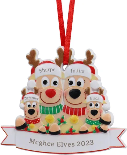 Vista 14 de JewelOra Adornos de Navidad, personalizados de 2 a 6 miembros de la familia, adorno personalizado para árbol de Navidad, decoraciones de vacaciones