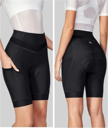 Vista 6 de Ewedoos Pantalones cortos de ciclismo acolchados para mujer con 4 bolsillos, acolchado 4D, pantalones cortos de ciclismo para paseos de 3H +