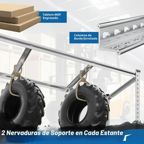 Vista 5 de REIBII Estantería de garaje, estantes de almacenamiento de 4 niveles con carga de 2000 libras, estantería de garaje ajustable resistente, estantes