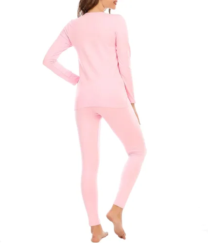 Vista 5 de American Trends Conjunto de ropa interior térmica para mujer, ropa interior larga con forro polar, parte superior e inferior, conjuntos térmicos