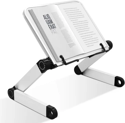 Vista 8 de Soporte de libro para lectura, soporte de libro con base giratoria de 360° para leer manos libres, soporte de libro de cocina, soporte de base