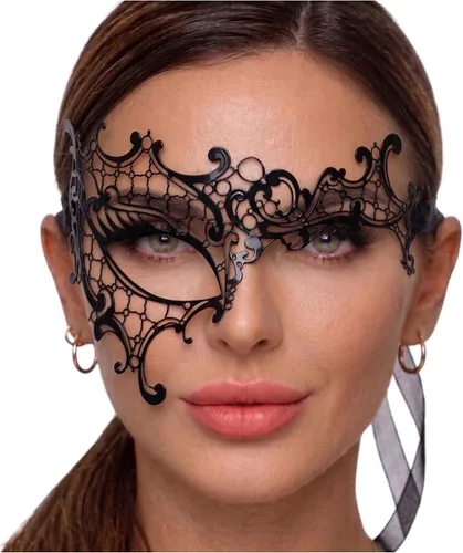 Vista 14 de Antifaz de lujo, máscara veneciana del Fantasma de la Ópera, para mujer. Vintage Clear Sl