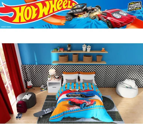 Vista 7 de Franco Ropa de cama para niños, edredón reversible de microfibra súper suave, tamaño individual/matrimonial, Hot Wheels