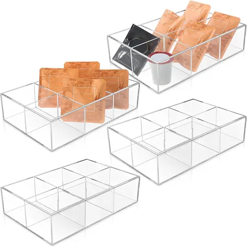 Vista 9 de Maitys Organizador de almacenamiento dividido de bambú, contenedor de bambú con 6 compartimentos, contenedor de almacenamiento de alimentos, caja
