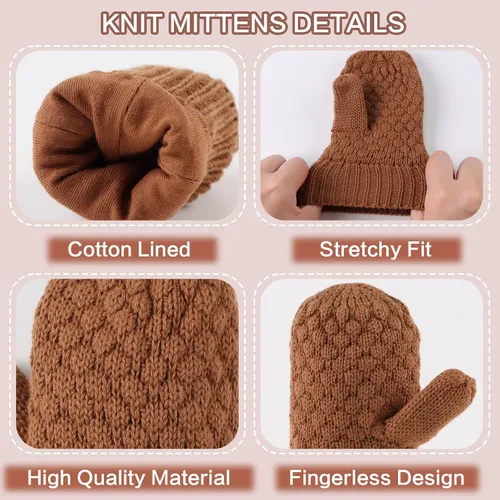 Vista 14 de Guantes de punto para bebés, niños y niñas, guantes de invierno para recién nacidos, guantes de 0 a 3 años