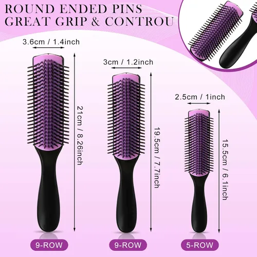 Vista 2 de Patelai Cepillo de pelo de nailon para cabello natural, cepillo desenredante de viaje para mujeres y hombres, voluminizador, moldeador, separación