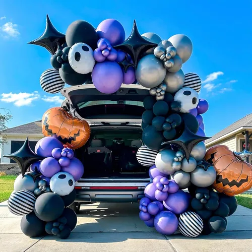 Vista 4 de Globos de Estrella Negra, 12 Piezas Globos de Papel de Aluminio de Estrella de Cuatro Ángulos, 26 Pulgadas y 10 Pulgadas Globo de Película de Negro