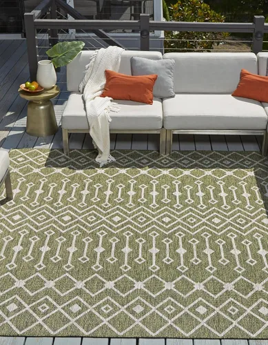 Vista 91 de Unique Loom Outdoor Trellis Collection - Alfombra de área con diseño de enrejado tribal (2 pies 2 pulgadas x 3 pies 1 pulgada, ovalada, azul/marfil)