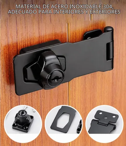 Vista 3 de Pestillo abatible de 3 mm de espesor, candado de seguridad con pestillo reforzado para puerta de granja, armario, cajón, gabinete, acero inoxidable