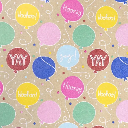 Vista 8 de RUSPEPA Rollo de papel de regalo Kraft - Patrón de globo - 24 pulgadas x 100 pies