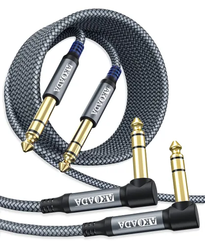Vista 9 de AkoaDa Akoad - Cable de instrumento TRS de 1/4 de pulgada (paquete de 2 unidades, 10 pies, conector macho de 0.250 in), cable de interconexión