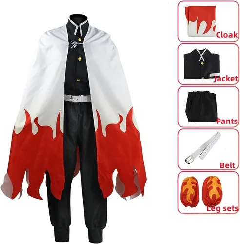 Vista 4 de oMancham Tanjiro Nezuko Zenitsu Giyuu Shinobu - Disfraz de cosplay de anime y kimono, disfraz de Halloween para niños y adultos
